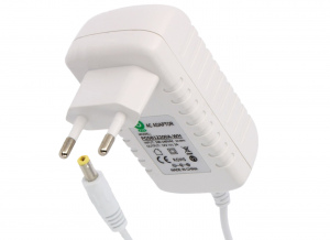 24V/1A/24W biały, adapter horyzontalny, gniazdo AC:CEE7/16. wtyk DC:2.1/5.5(+)