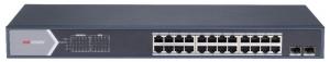 24 kanałowy switch PoE Gigabit. Porty: 24x gigabit PoE. 2x Gigabit światłowodowe. Obudowa: metal....