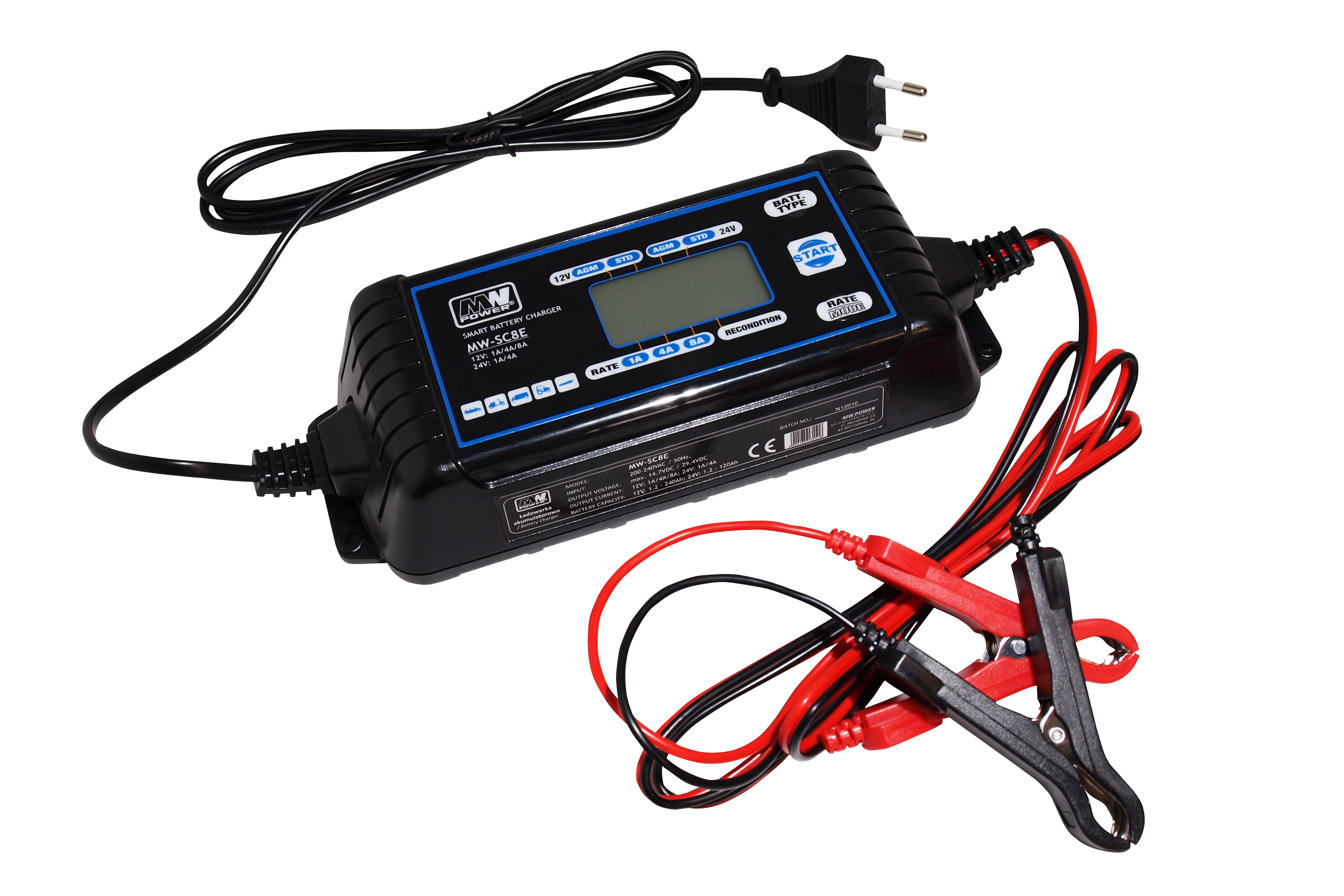 Inteligentna ładowarka akumulatora 12V 100Ah 74Ah 53Ah 20Ah 9Ah 7Ah