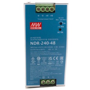AC/DC Power Supply, Output 48V-55V, 0-5A, 240watts, Input 90-264VAC, 127-370VDC, DIN rail, -20~70°C…